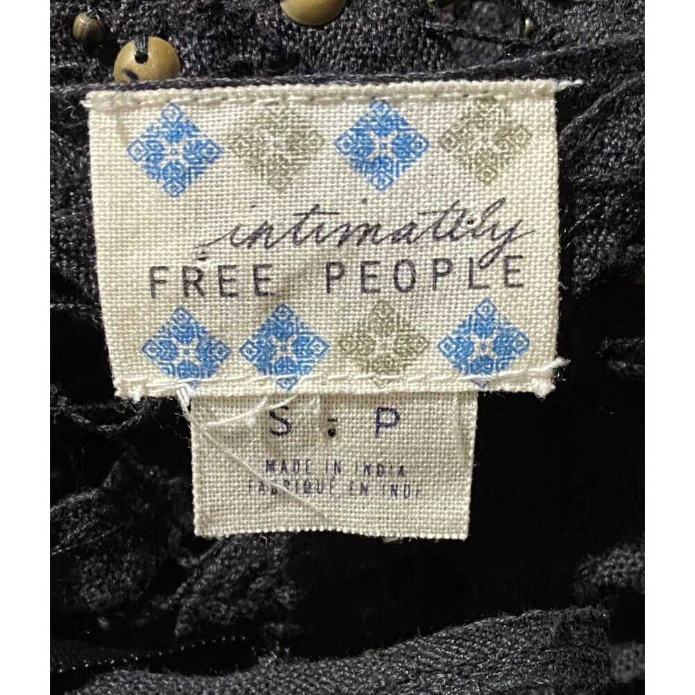 Free People Intimately Black Crochet Lace Cami Studded Tank Top Boho Festival S - Picture 15 of 15